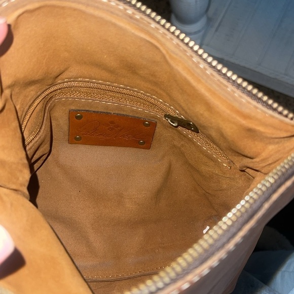 Patricia Nash Fold-over Wristlet/Clutch Leather Light Brown - Picture 7 of 14